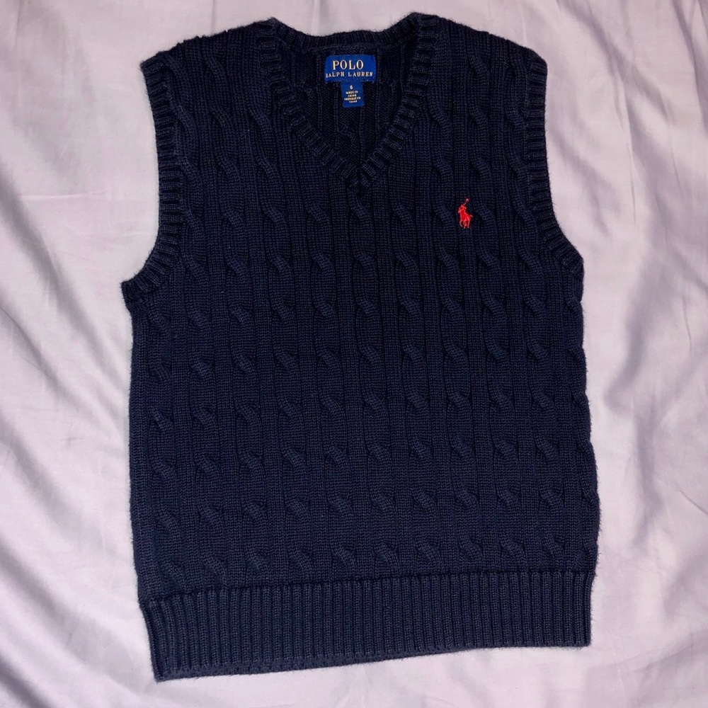 RL Polo Navy Blue Cable Knit Sweater Vest